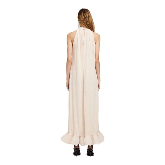 Jonathan Simkhai Textured Rita Halter Neck Shift Maxi Ruffle Dress NWT Sz Medium - Picture 4 of 11